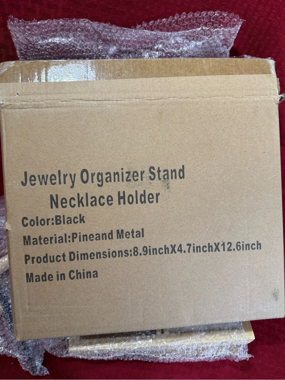 Wood & Black Metal Jewelry Organizer Stand - Natural Wood